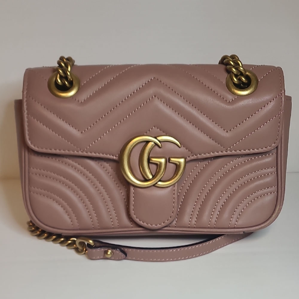 Marmont Shoulder Women's Mauve, Gold Quilted Bag